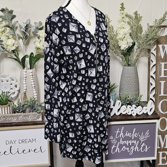 MICHAEL KORS | QAURTER ZIP STUDDED PRINTED V-NECK SHIRT DRESS - Picture 6 of 16